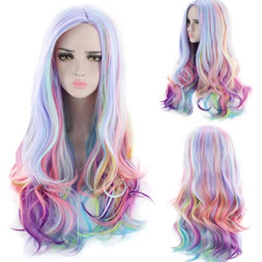 2 Pastel rainbow long hair wigs✨